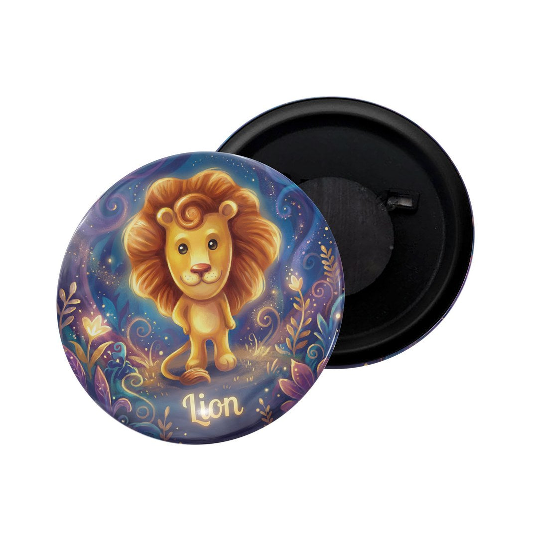 dhcrafts Fridge Magnet White Color Cute Zodiac Sign Lion D2 Glossy Finish Design Pack of 1